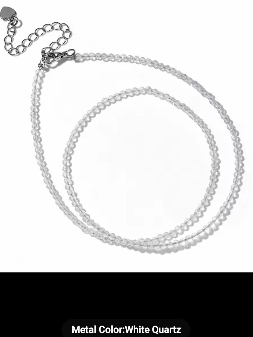 🤍🤍NEW🤍🤍 PRETTY!! 2MM Micro Facted Natural Stone Bead WHITE QUARTZ Necklace